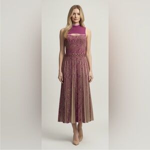 Jonathan simkhai Pink/Gold Knit pleated dress. Size Small